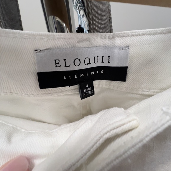 🖤 Eloqui Wide Leg White Denim Pants 16 18 20 22 24 - Picture 4 of 8